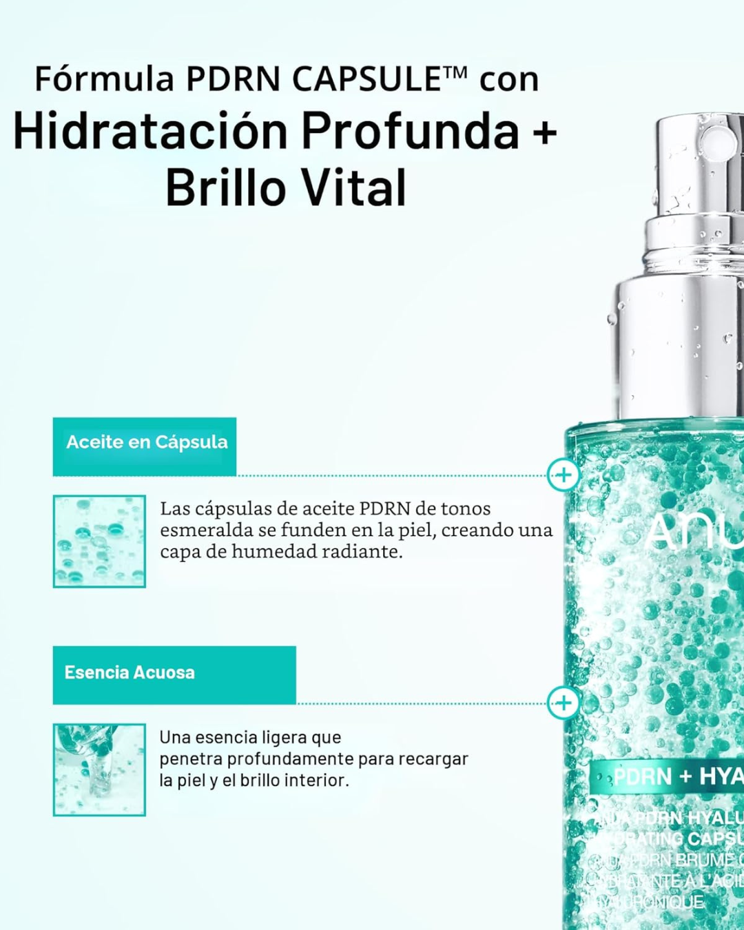 Suero facial en aerosol con brillo de colágeno